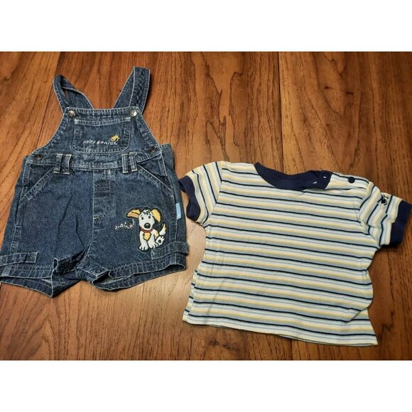 Vintage Baby Genius Denim Overalls w/Shirt 18 Months Embroidered Puppy Alligator - Picture 3 of 16